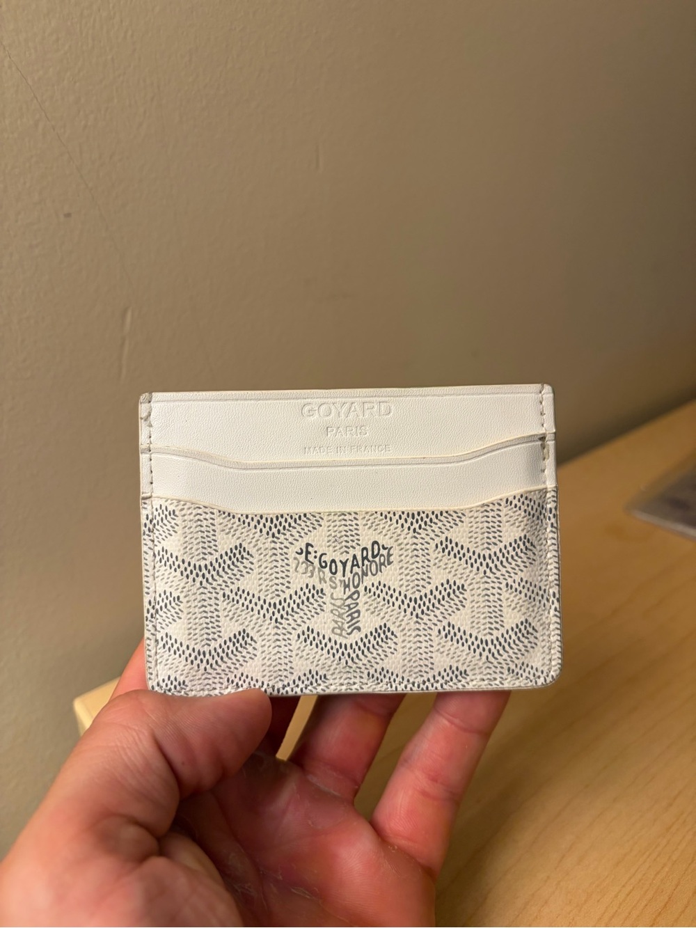 Goyard White Goyardine Slim Card Holder